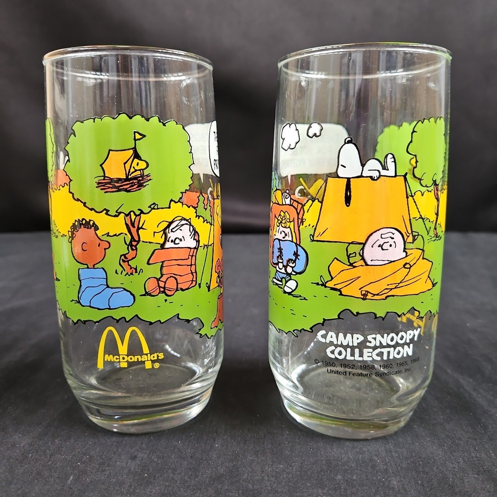 Vintage McDonald's Camp Snoopy Collection Drinking Glasses Set of 2